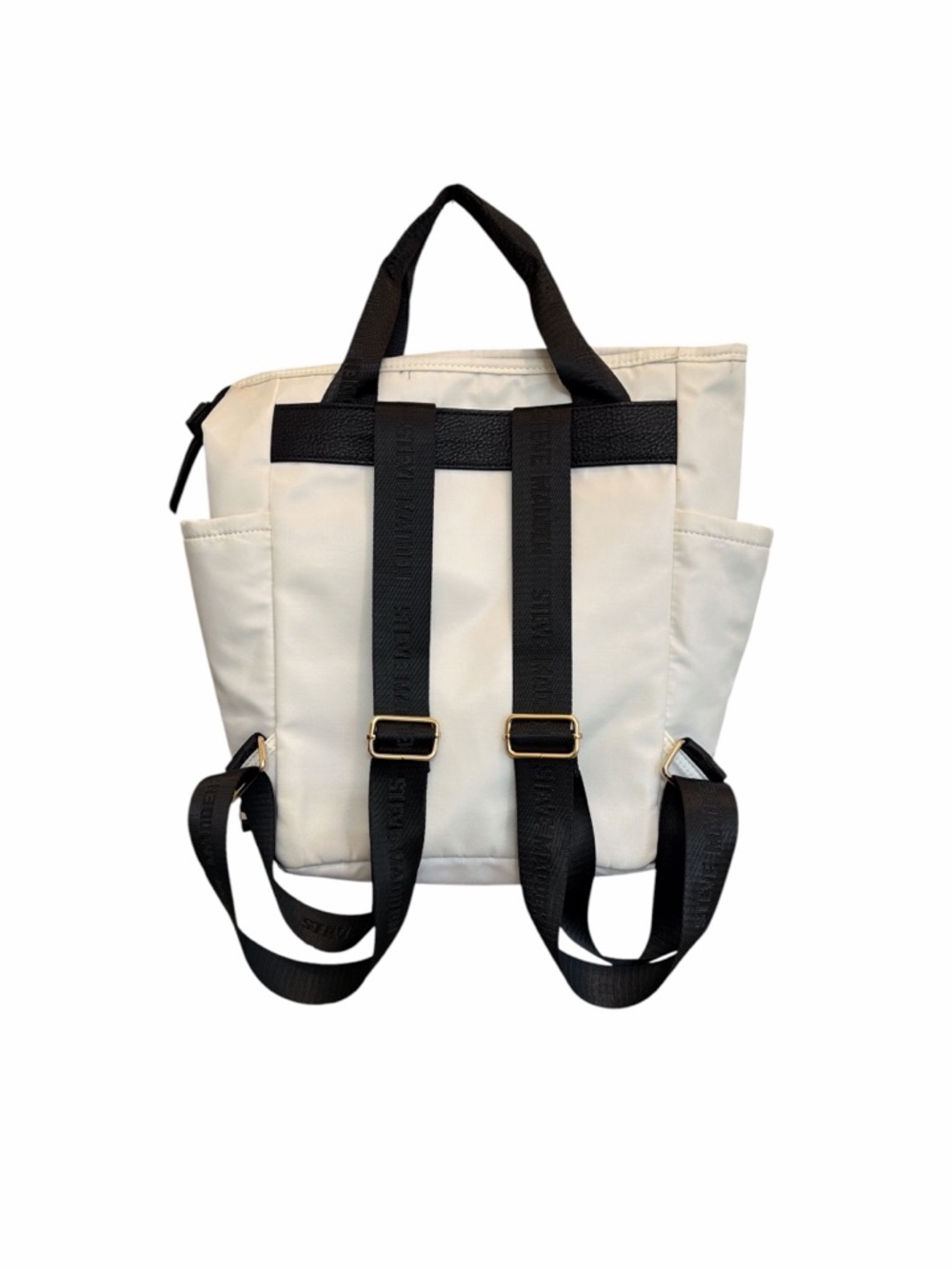 Steve Madden Travel Backpack Convertible Tote Cream Black NWT w/ Pouch - Picture 5 of 12